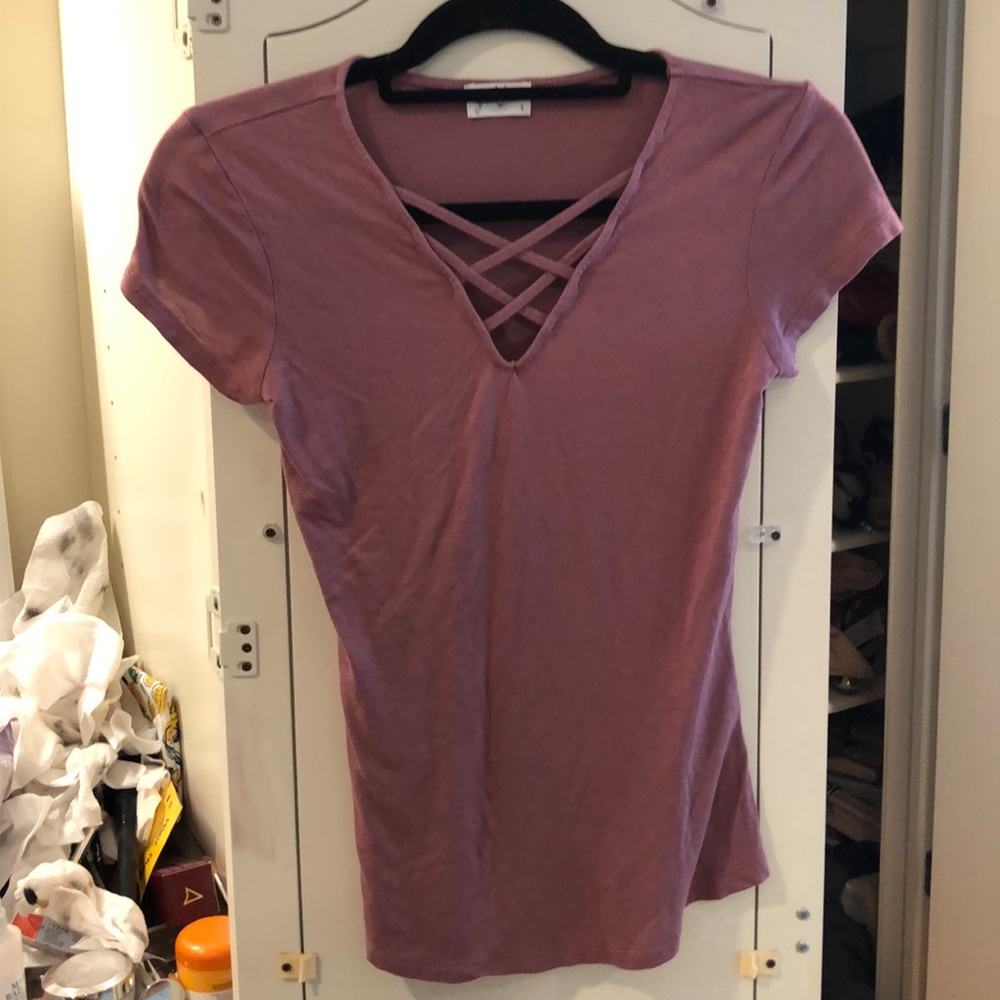 Pink lace up tee shirt